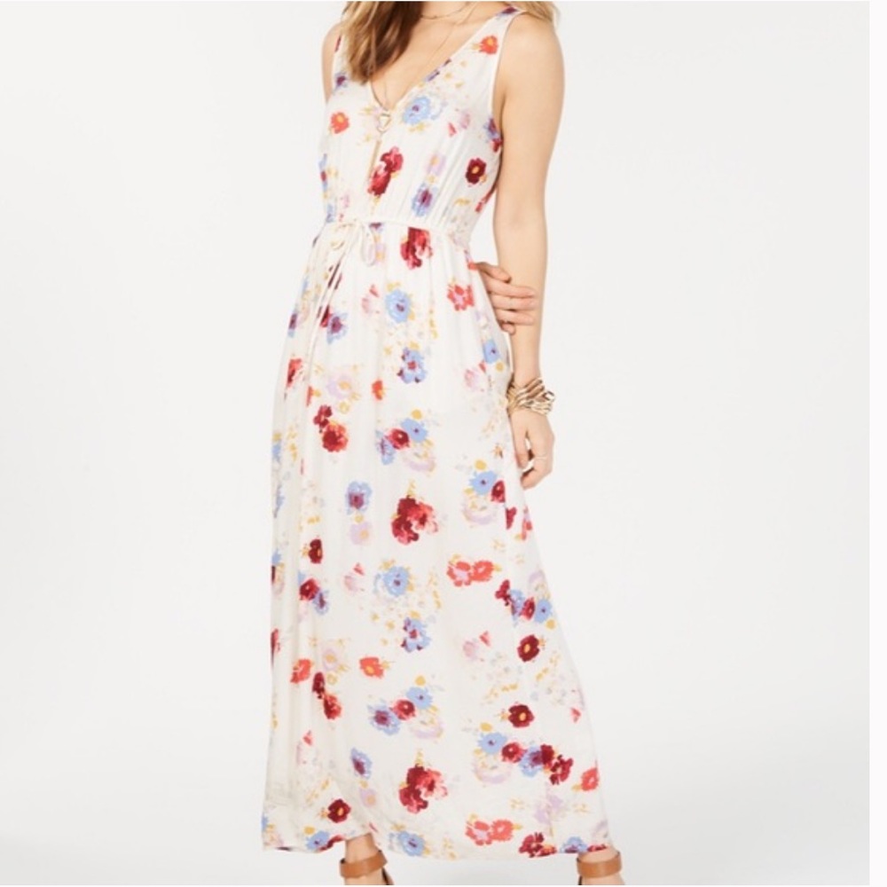 Lucky Brand Floral V Neck Maxi Dress